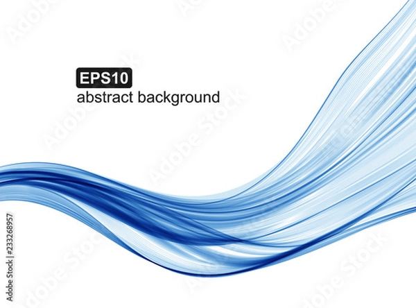 Obraz Vector abstract blue waves background.
