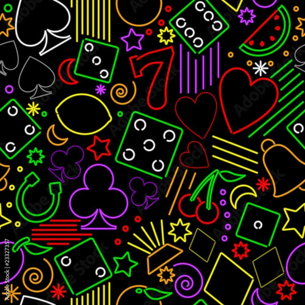 Obraz Seamless neon gambling background