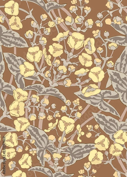 Fototapeta Floral seamless pattern. Modern seamless pattern for interior decoration, wrapping paper, graphic design and textile. Vector illustration. Backgrounds.