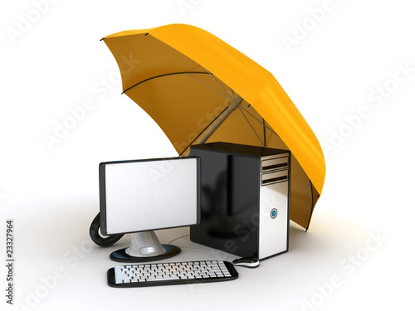 Fototapeta Computer under umbrella