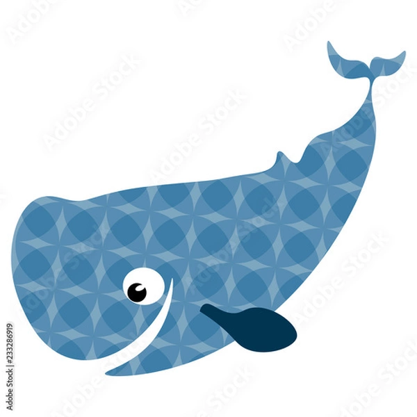 Fototapeta This is a smiling whale for children's illustrations.