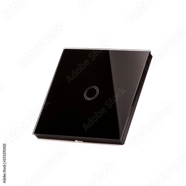 Fototapeta Black glass smart light switch with touch panel
