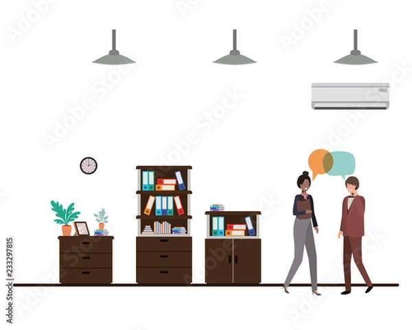 Fototapeta couple of business with speech bubble avatar character