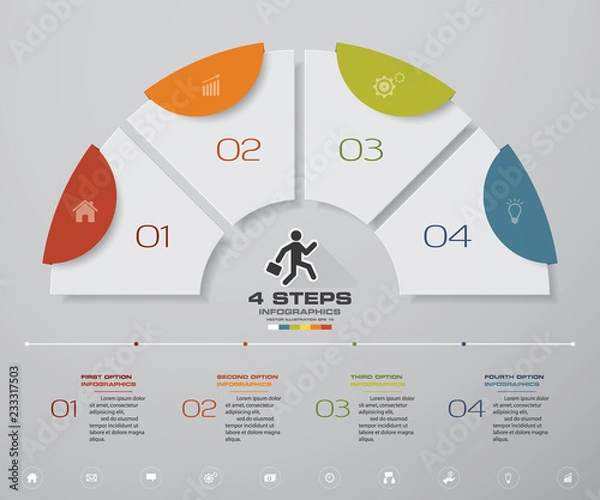 Fototapeta 4 steps infographics element template chart for presentation.	