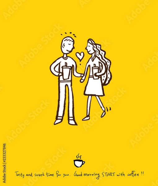 Fototapeta 카페 포스터 / 손으로 그린 커피 그림