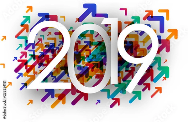 Fototapeta 2019 new year background with colorful arrows.