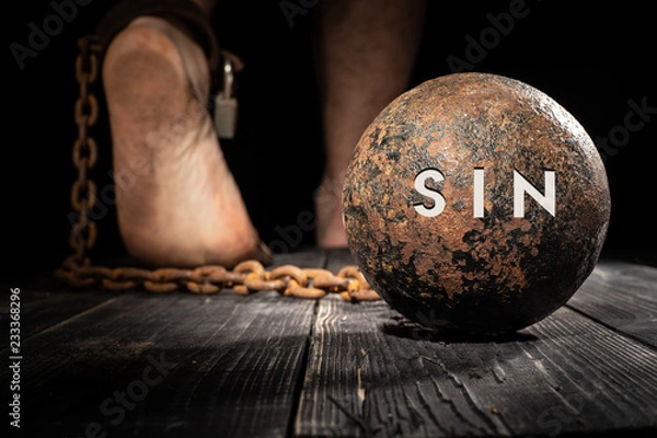Obraz Sin is ball on the leg. Concept of fear.