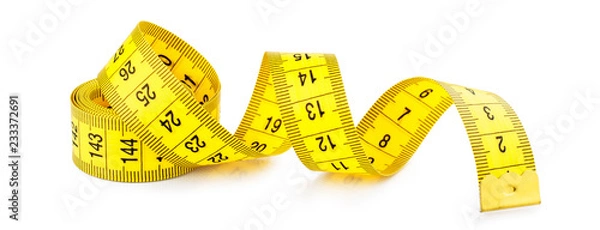Obraz Yellow measuring tape isolated on white background
