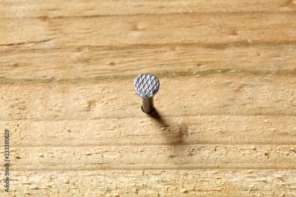 Obraz nail fixed in a wooden board