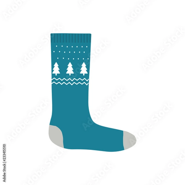 Obraz Knitted sock for Christmas gifts isolated on white background