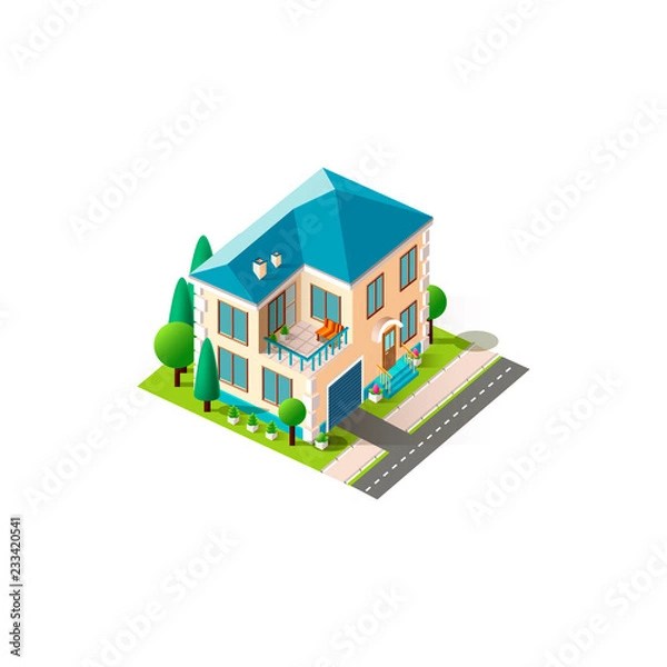 Obraz Isometric facade beige penthouse