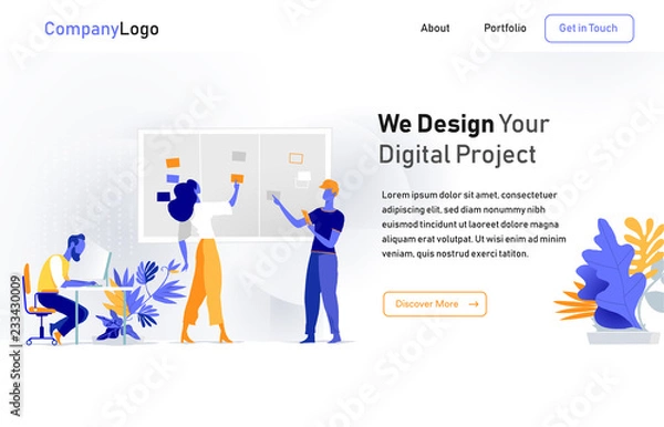 Fototapeta Digital Starttup Landing Page Illustration