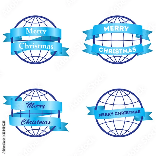 Fototapeta Festive ribbons Merry Christmas around the globe