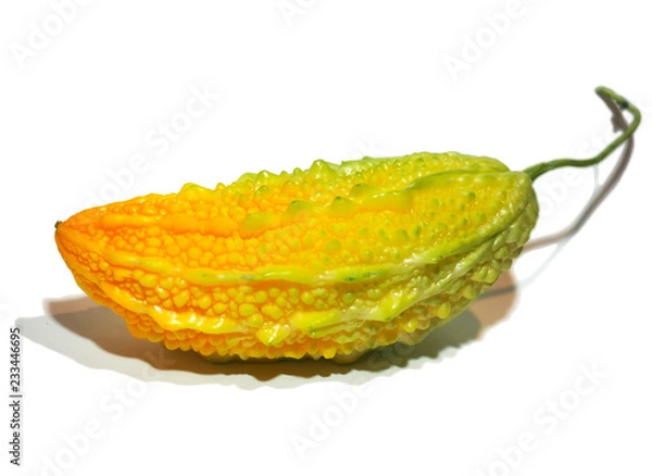 Obraz Whole ripe balsam pear, momordika, Bitter gourd, bitter melon, Balsam apple. Isolated on white background.