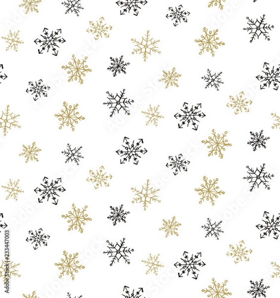 Fototapeta Seamless pattern of snowflakes sketches.