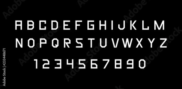 Fototapeta White of font and alphabet. Isolated on Black background