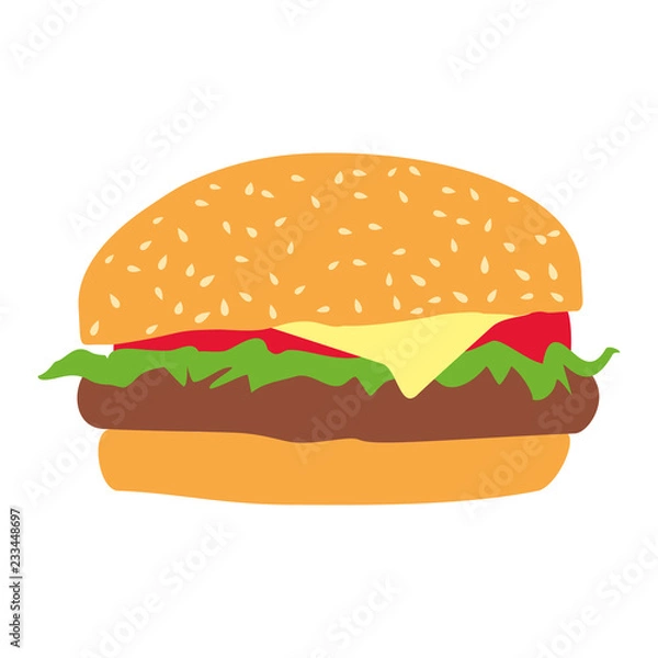 Fototapeta hamburger isolated on white background