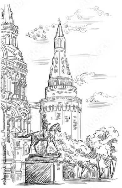 Fototapeta Vector hand drawing Moscow-7