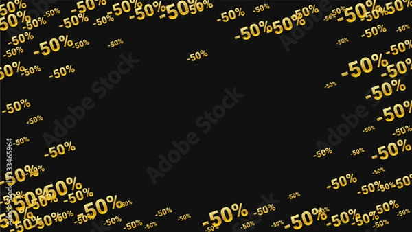 Fototapeta 7512478 Percent Sings on Dark Background. Black Poster with Silver Percent Sings and Snowflakes. Vector Discount Sale Background.
