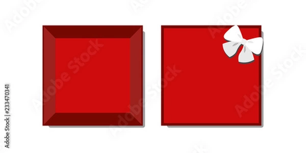 Fototapeta Red gift box empty top view