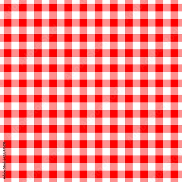 Fototapeta Gingham red seamless pattern. Checkered plaid design background.