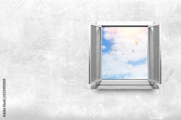 Fototapeta Window in wall. Mixed media