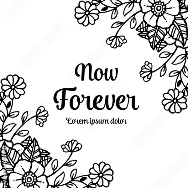 Obraz wreath with flowers and leaves frame vector art