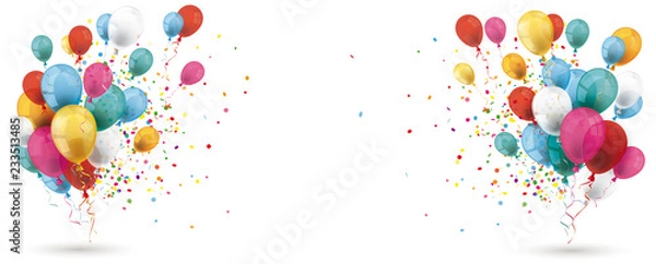 Fototapeta Colored Balloons Confetti Explosion Header