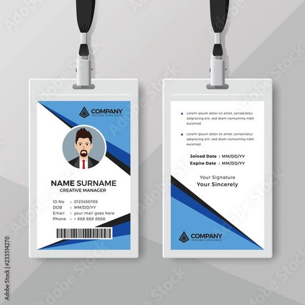 Obraz Stylish identity card design template with blue details