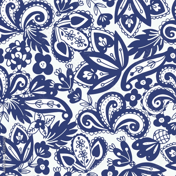 Fototapeta seamless pattern in paisley style