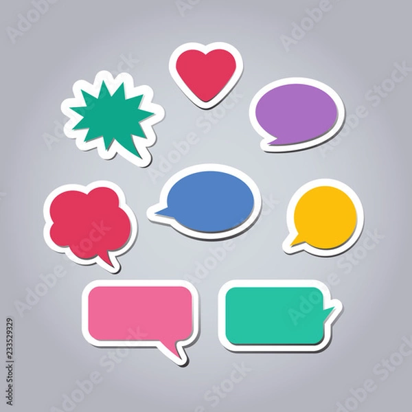Obraz Colored text bubbles set balloons speech design vector template background.