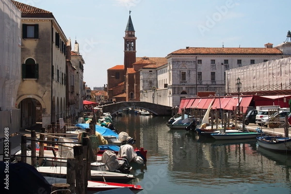 Fototapeta Romantic town of small Venice with water canal and colorful buildings