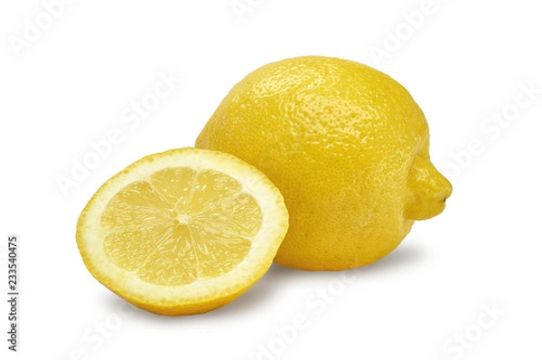 Fototapeta whole lemon and piece on white background