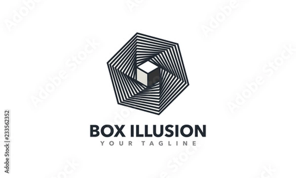 Obraz Szablon Logo 3D Cube Box Illusion