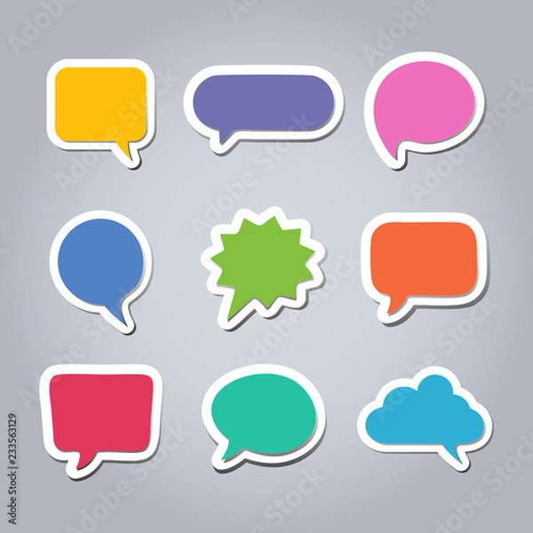 Obraz Colored text bubbles set balloons speech design vector template background.
