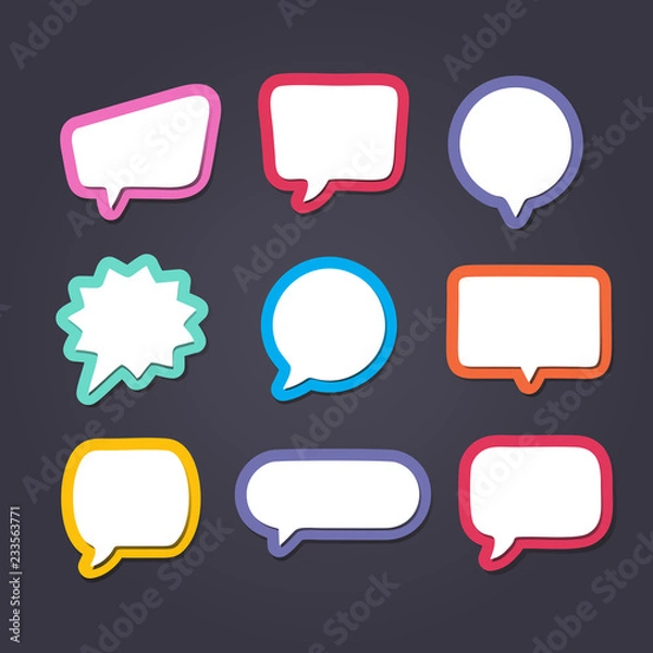 Fototapeta Colored text bubbles set balloons speech design vector template background.