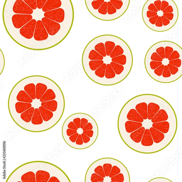 Obraz Seamless pomelo vector pattern. Minimalistic food background. Vitamins repeatable texture.