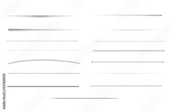 Fototapeta Clean minimalistic underline brush strokes isolated on white background.