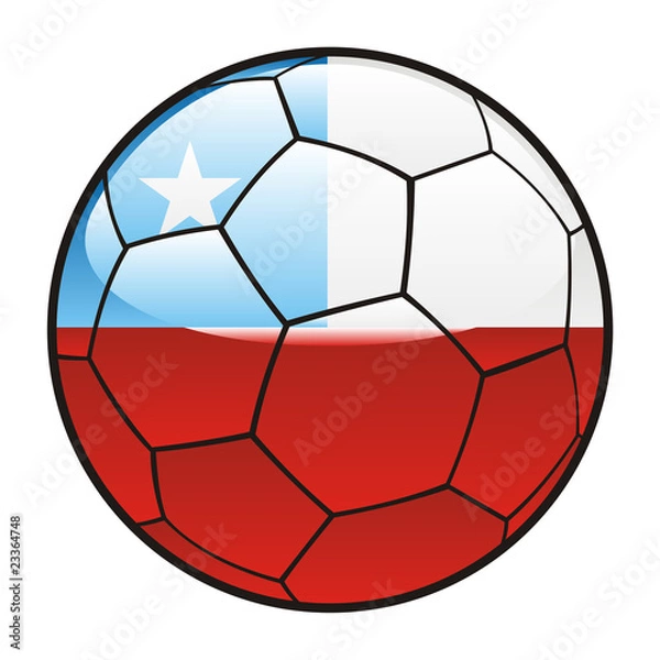 Fototapeta flag of Chile on soccer ball - world cup 2010