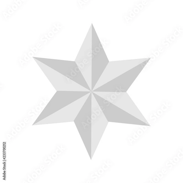 Obraz Six point 3D silver star on white background