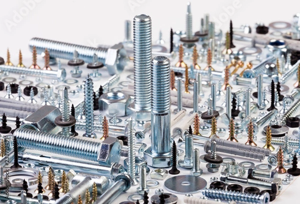 Obraz teners - bolts, nuts, washers, screws, saws, popnets, dowels, anchors, hinges, folds, rivets,_11