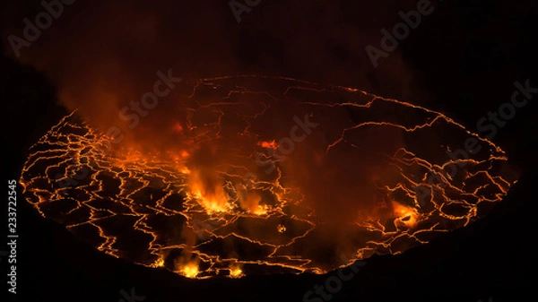 Obraz Active lava lake in pit crater, Nyiragongo Volcano, Democratic Republic Congo