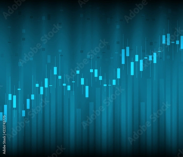 Fototapeta Candle stick graph chart of stock market investment trading. Stock market and exchange. Stock market data. Vector illustration