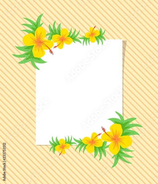 Obraz beautiful vector flower pattern with leaf on white background