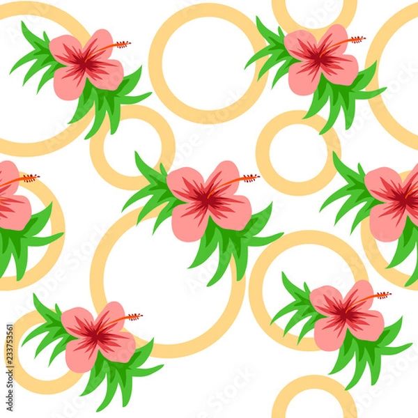 Obraz beautiful vector flower pattern with leaf on white background