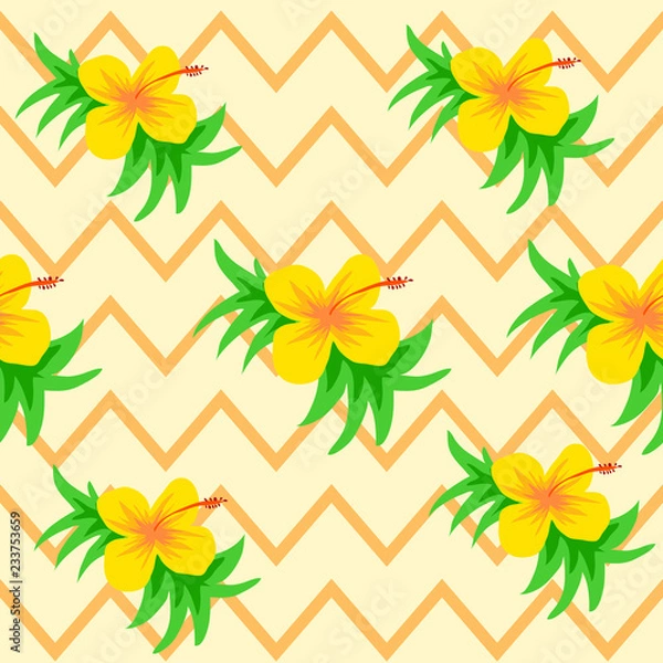 Obraz beautiful vector flower pattern with leaf on white background