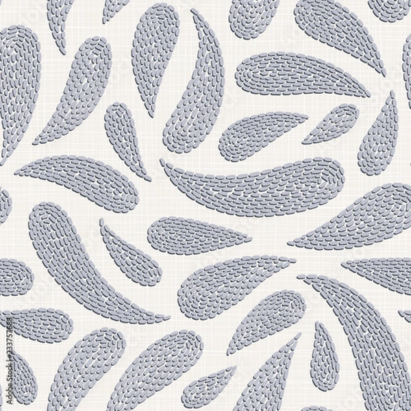 Fototapeta  Embroidery floral seamless pattern on linen cloth texture