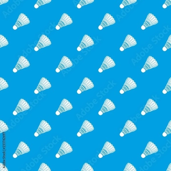 Fototapeta Badminton pattern vector seamless blue repeat for any use