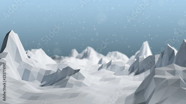 Fototapeta Low Poly zimowy krajobraz górski tło