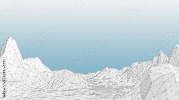 Fototapeta 3D ilustracja krajobrazu gór Low poly